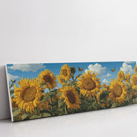 Sunflowers Beneath a Carved Sky
