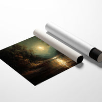 Moonlit River Between Ancient Trees