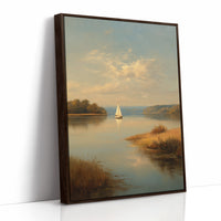 Solitary Sail Through Golden Harbor