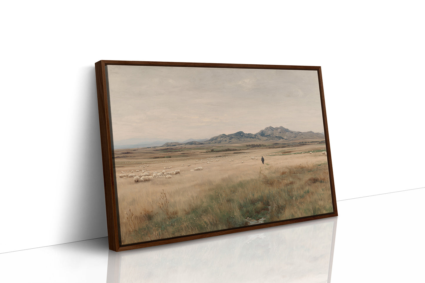 Solitary Shepherd in Amber Grasslands