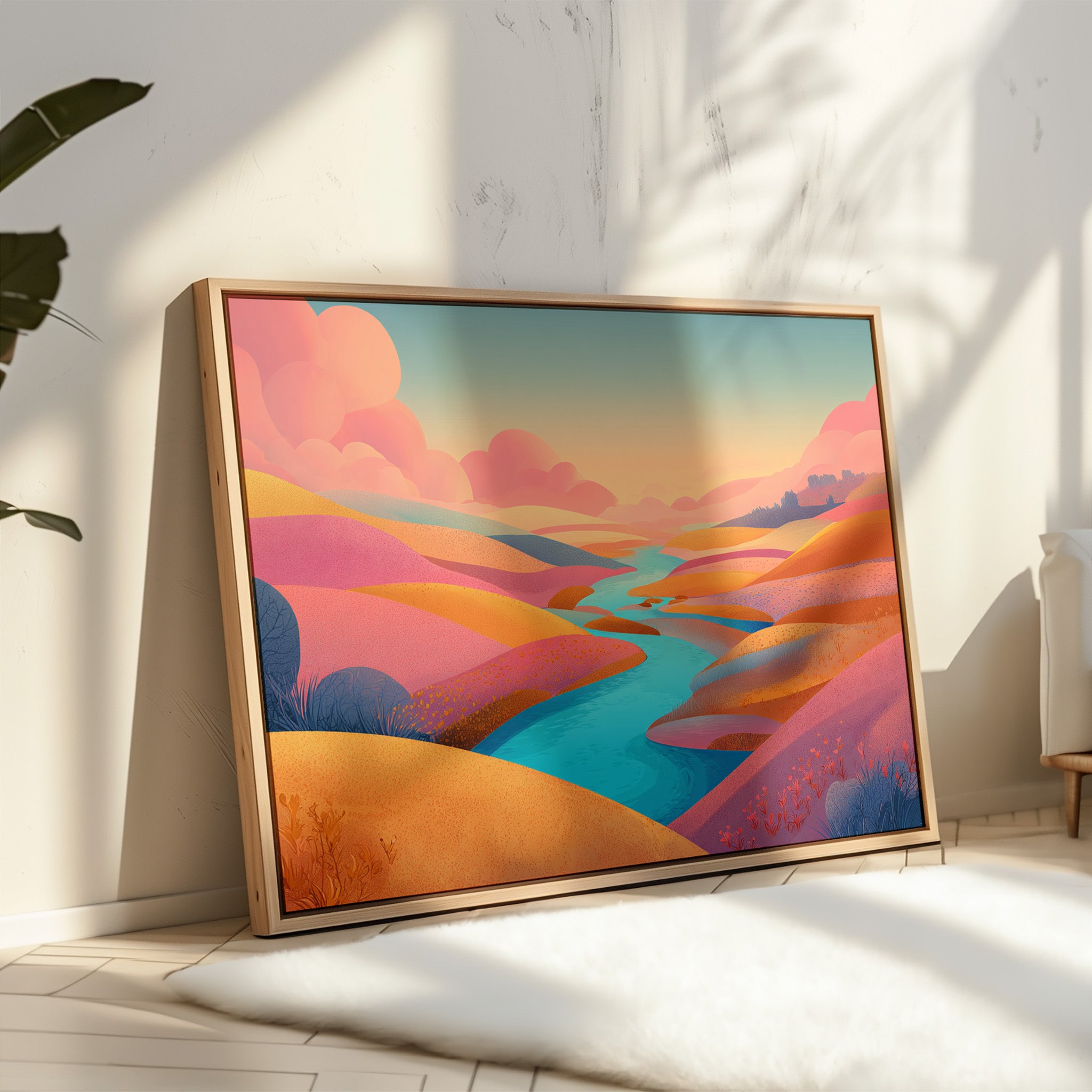 Turquoise River Cuts Through Sunset