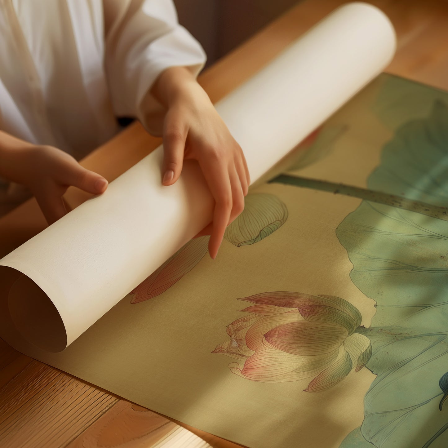 Lotus Blossoms Guard Their Secret Bird