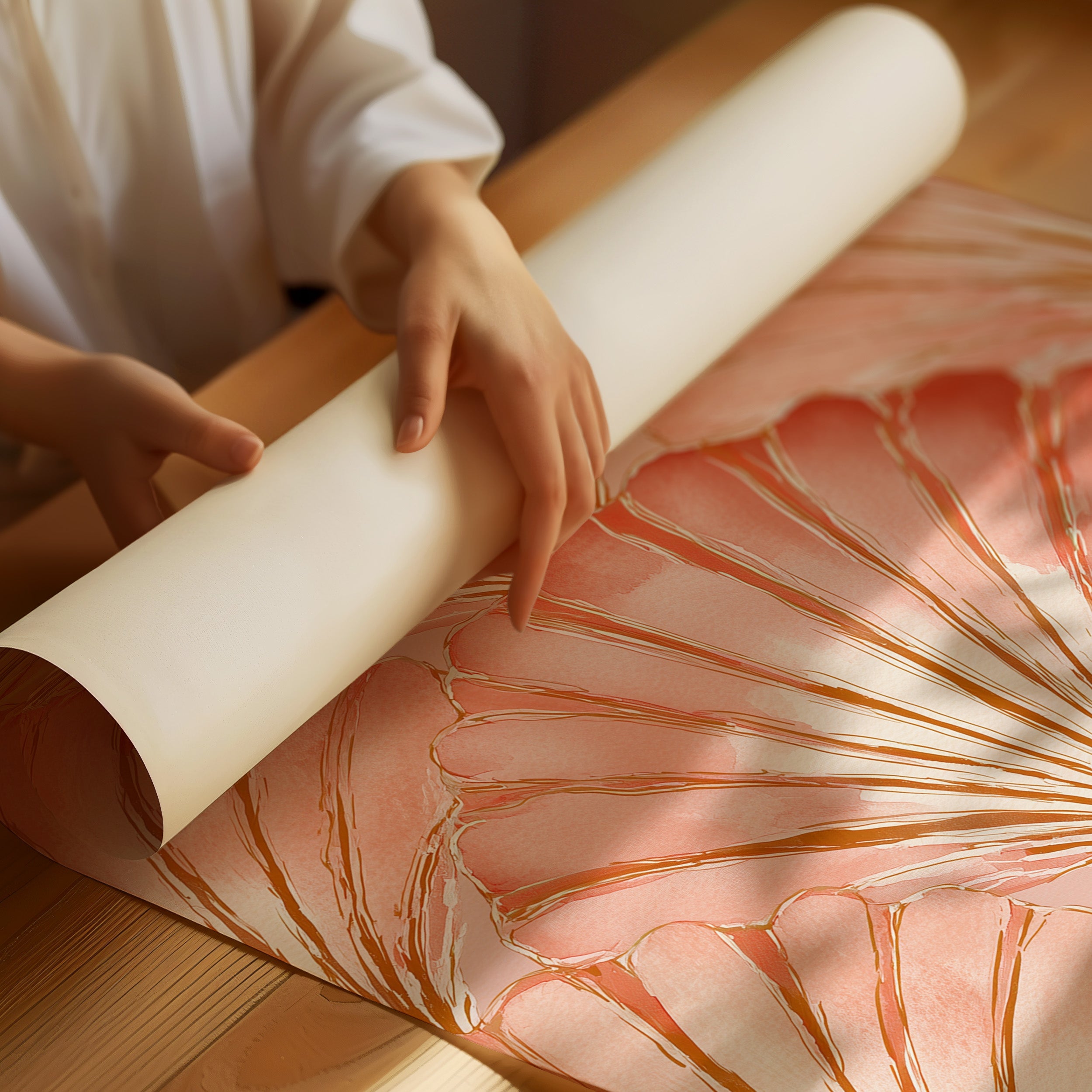 Scallop Shells in Sunset Coral