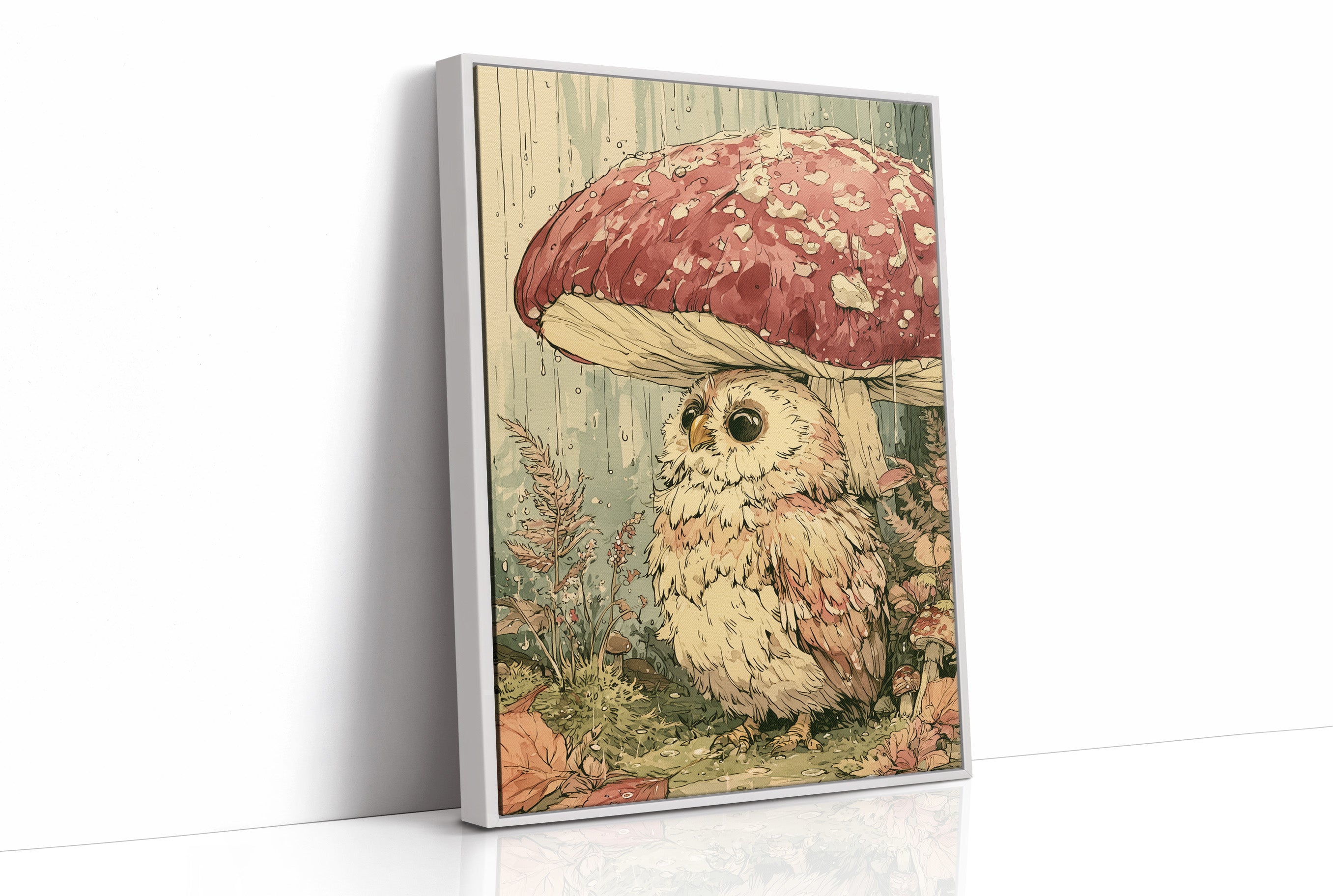 Toadstool Hideaway: Curious Owl Close-Up