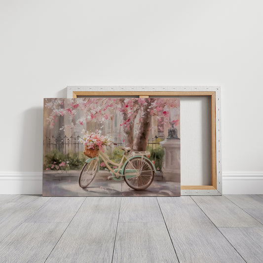 Blossoms Drift Past Vintage Wheels