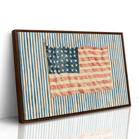 Faded Flag on Blue Ticking