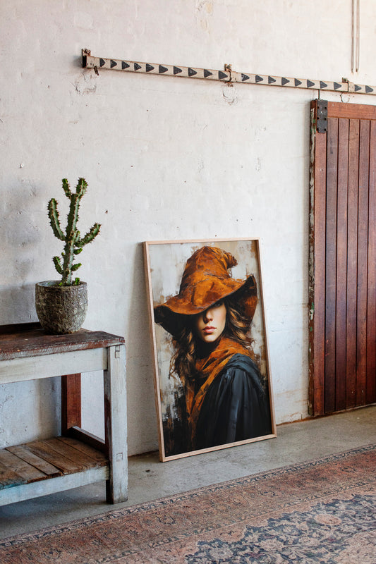 Mystical Woman in Orange Hat
