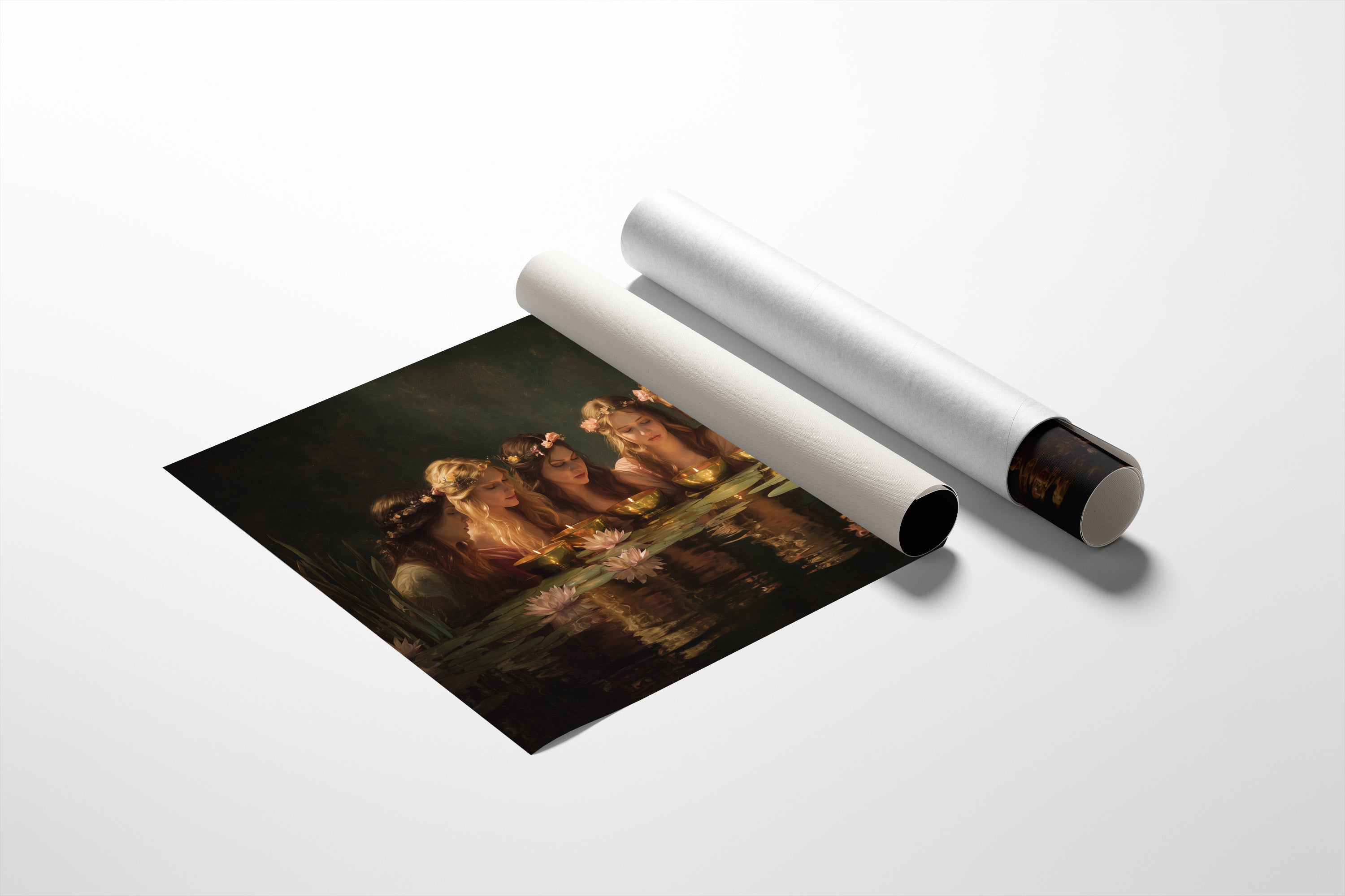 Maidens Gather At Lily Pond