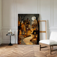 Harvest Moon Over Cobblestone Streets