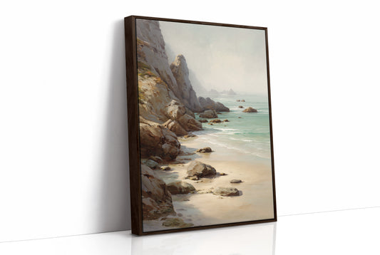 Coastal Whispers Against Rugged Stone