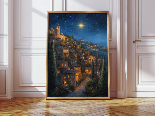 Starry Night Village Canvas Print - Enchanting Landscape Art - Gallery Canvas image 8