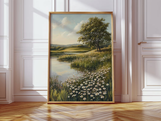 Tranquil Meadow Landscape Painting - Serene Nature Art - Gallery Canvas image 15