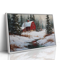 Red Barn Rests In Winter's Grace