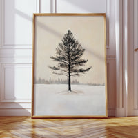 Solitary Pine Winter Canvas - Minimalist Nature Art - Gallery Canvas image 10