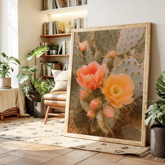 Blooming Cactus in Desert Light