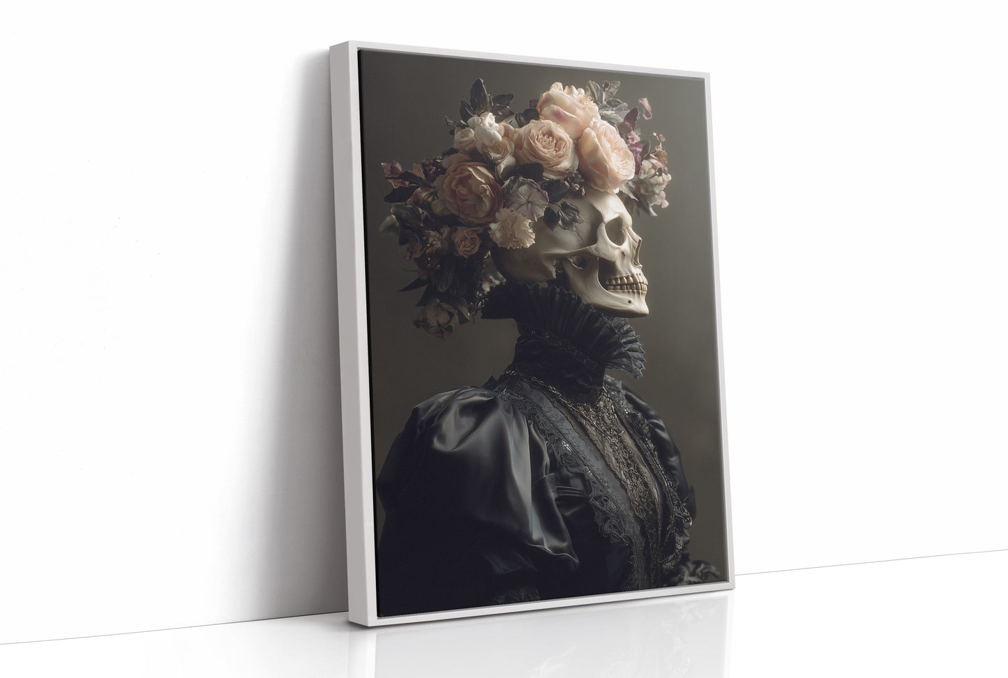 Blush Roses Crown Mortality's Frame