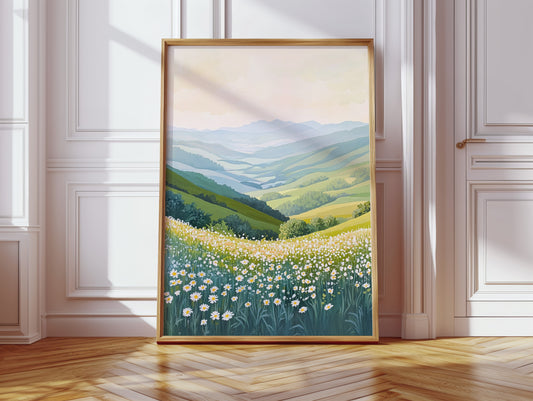 Tranquil Meadow Landscape Art Print - Pastel Scenic Decor - Gallery Canvas image 10