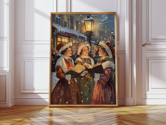 Vintage Carolers Christmas Print - Festive Holiday Art - Gallery Canvas image 10