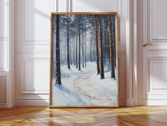 Winter Forest Pathway Canvas - Serene Nature Art - Gallery Canvas image 10