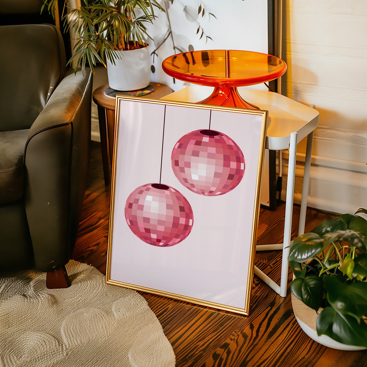 Rose Disco Spheres Catch Morning Light