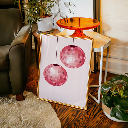 Rose Disco Spheres Catch Morning Light