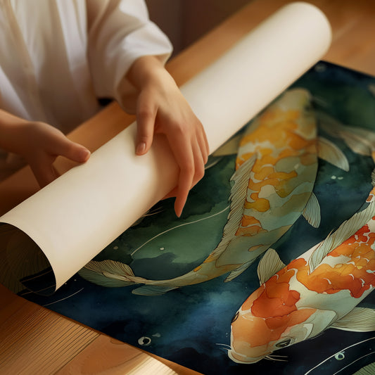 Koi Dance Below Lily Shadows