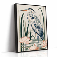 Blue Heron Among Lotus