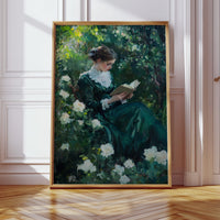 Victorian Lady Reading Portrait - Romantic Garden Art - Gallery Canvas image 6