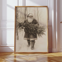 Vintage Santa Claus Drawing - Festive Holiday Art - Gallery Canvas image 7