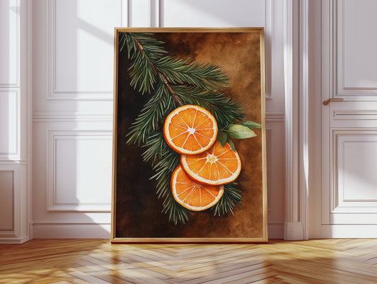 Orange Slice Pine Branch Print - Rustic Nature Art - Gallery Canvas image 10