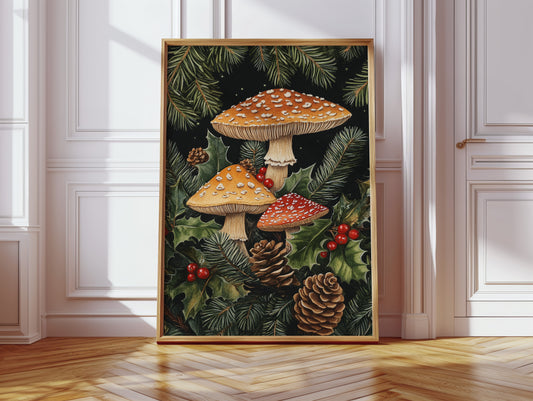 Enchanted Mushroom Forest Print - Woodland Holiday Decor - Gallery Canvas image 3