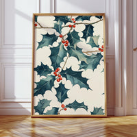 Festive Holly Berry Print - Botanical Holiday Decor - Gallery Canvas image 8