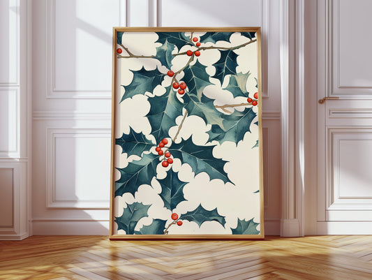 Festive Holly Berry Print - Botanical Holiday Decor - Gallery Canvas image 8