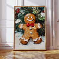 Gingerbread Man Oil Painting - Festive Holiday Art - Gallery Canvas image 8