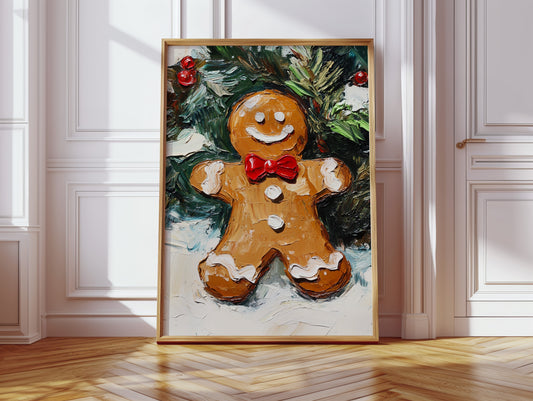 Gingerbread Man Oil Painting - Festive Holiday Art - Gallery Canvas image 8
