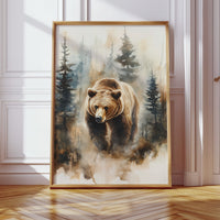 Majestic Bear Watercolor Print - Nature Wildlife Art - Gallery Canvas image 8