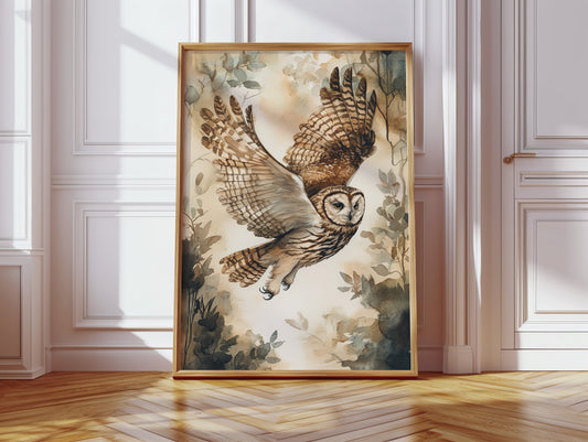 Majestic Owl Watercolor Print - Nature Wildlife Art - Gallery Canvas image 7