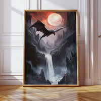 Dragon Over Moonlit Canyon - Fantasy Wall Art - Gallery Canvas image 8