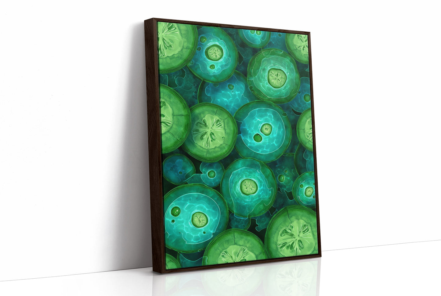 Emerald Slices in Still Water