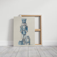 Blue Nutcracker Guards Winter's Treasures