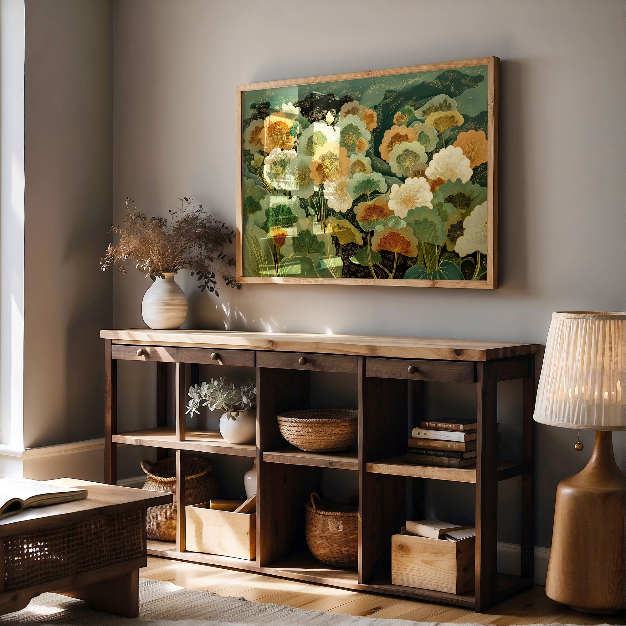 Sunlit Poppies Dance In Jade