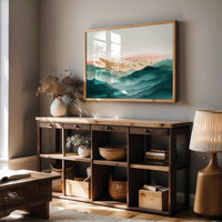 Birds Soar Above Misty Peaks