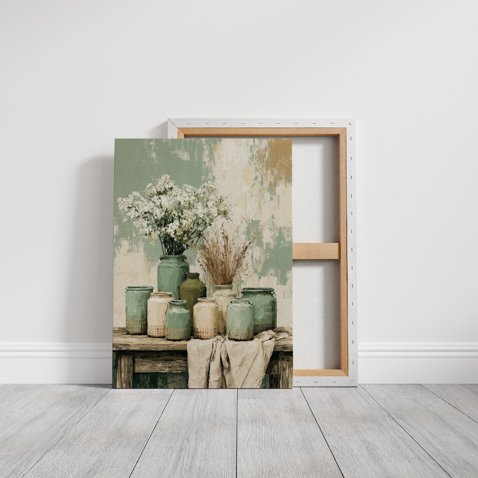 Sage Jars and Baby's Breath