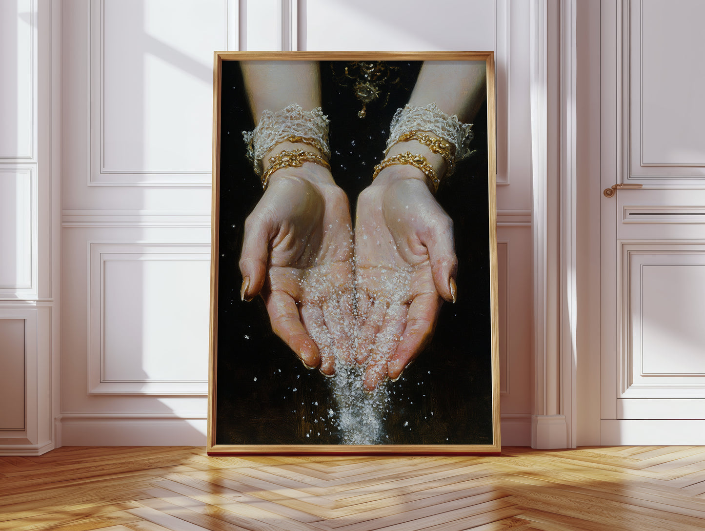 Glistening Moments Between Fingers