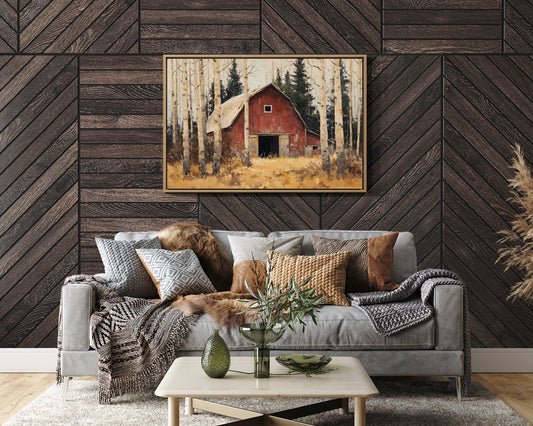 Birch Trees Guard Autumn's Barn