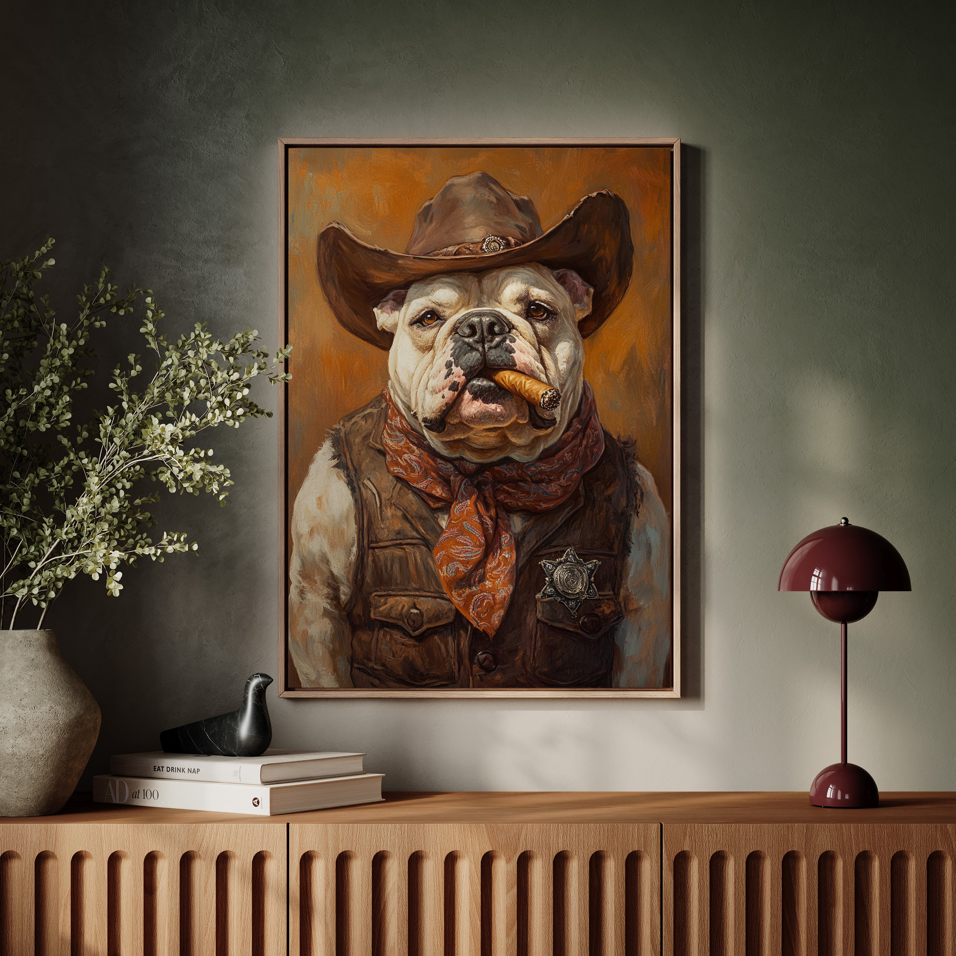 Bulldog Sheriff with a Cigar and Scowl