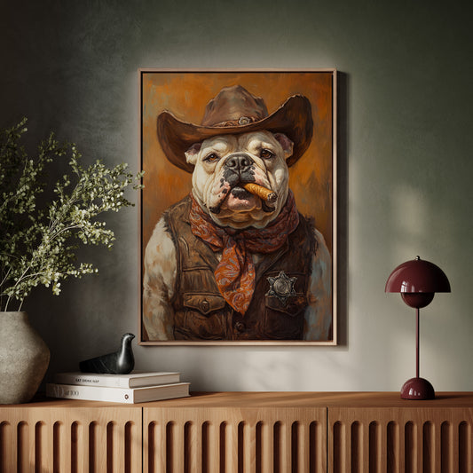 Bulldog Sheriff with a Cigar and Scowl