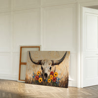 Longhorn Skull with Wildflowers