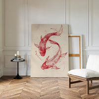 Koi Fish Wall Art – Minimalist Japanese Ink Print, Zen Decor