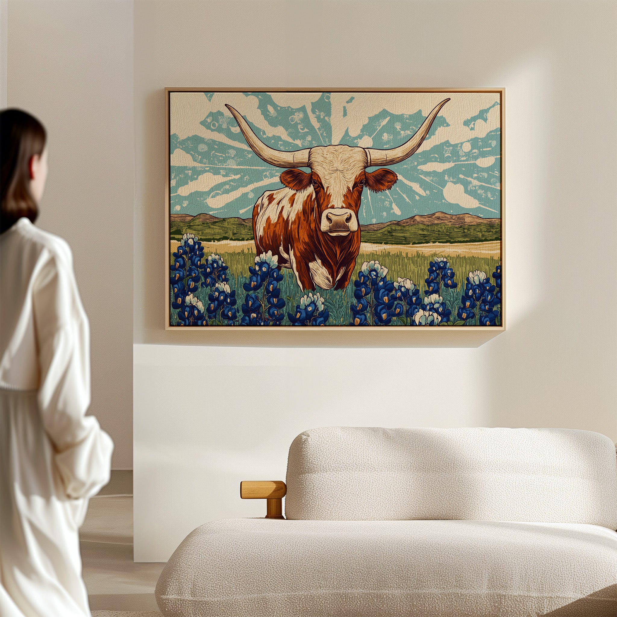 Texas Icon – Longhorn and Bluebonnets Pop Art
